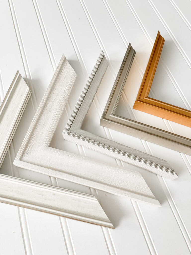 White, silver, and gold frame corners